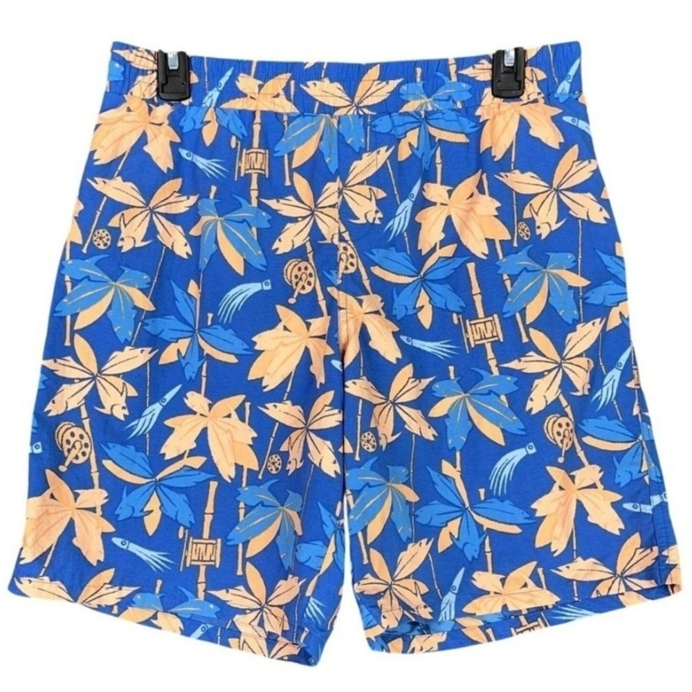 Columbia PFG Swim Trunks Boys XL Blue Tropical Fishing Print Mesh Lined Beach